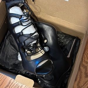 Zara lace up heel open toe bootie